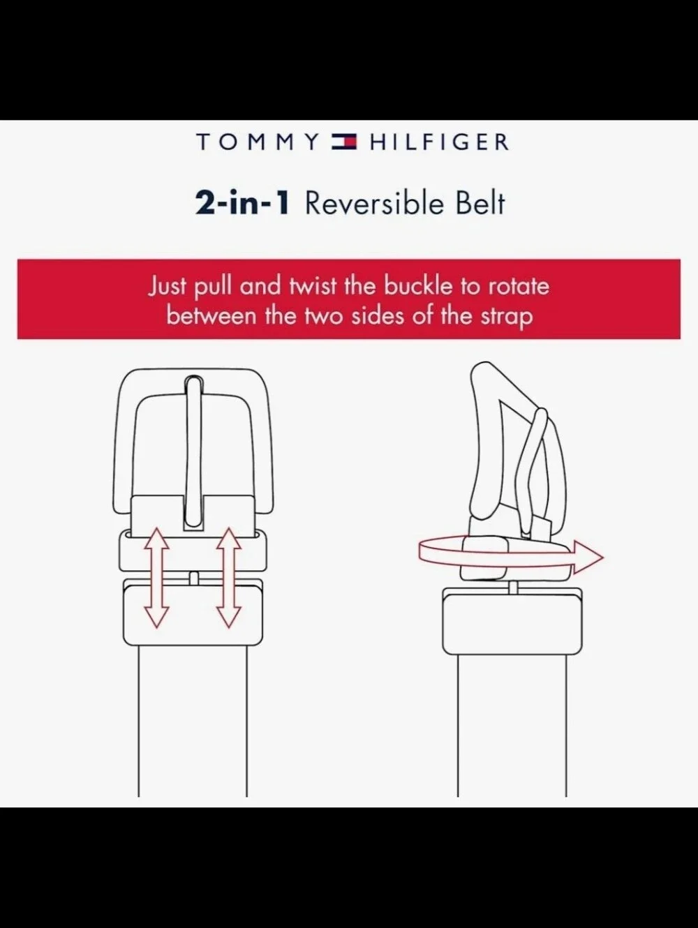 Tommy Hilfiger SEALED! NWT! Big Boys 2 in 1 Reversible Dress Belt. Sz XL. R2S!